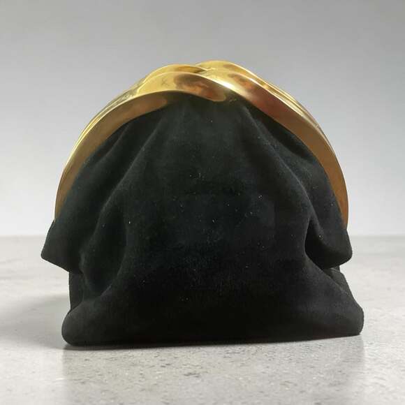 Donna Karan New York Handbags - Donna Karan NY Vintage Black Suede Evening Clutch w/ Gold Tone Metal Knot Frame